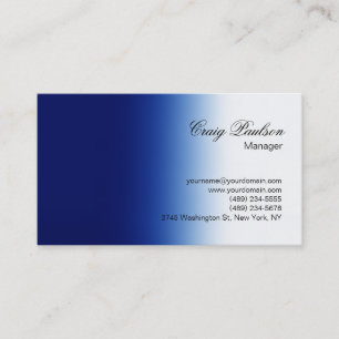 Script Blue White Plain Tarjeta de visita simple