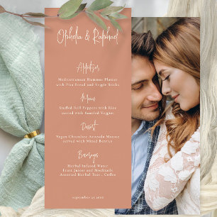 Script Boho Photo Terracotta Boda Tarjeta de menú