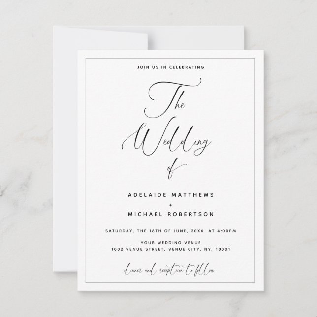 Script Calligraphy All in One Wedding Invitation (Anverso)