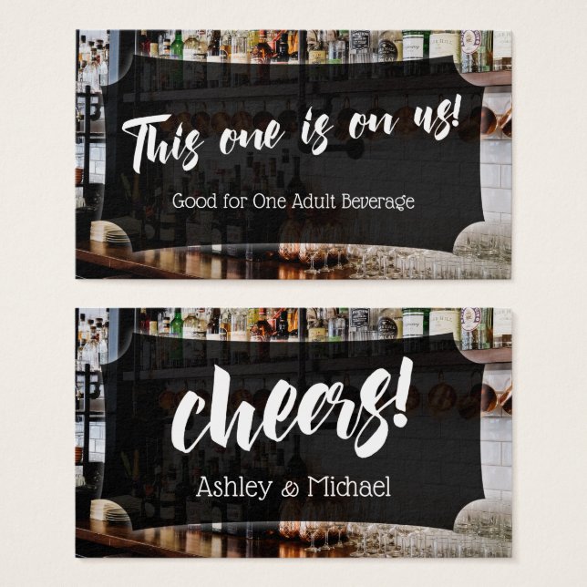 Script con foto de bar, entradas para bebidas de b (Anverso y reverso)