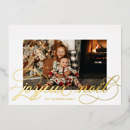 Script de Relieve metalizado Joyeux Noel Tarjeta d