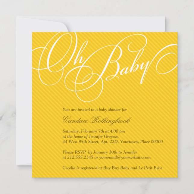 Script Diagonals in Gold Invitación Baby Shower (Anverso)