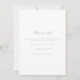 Script Dusty Blue & White Wedding Invitación Card