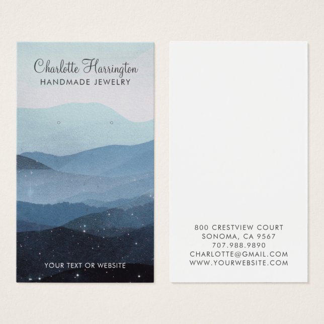 Script Earring Blue Mountains Jewelry Display Card (Anverso y reverso)