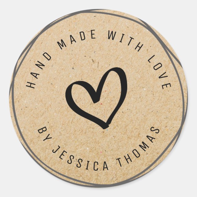 script encantador Pegatina de negocios de kraft he (Anverso)