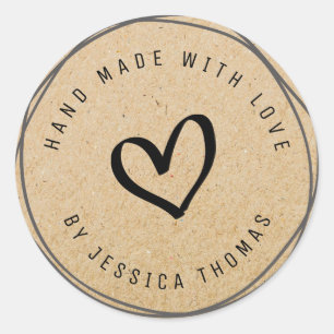 script encantador Pegatina de negocios de kraft he