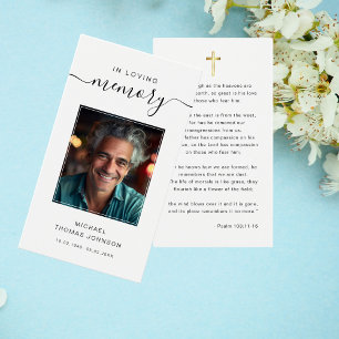 Script In Love Memory Funeral Photo Prayer Card