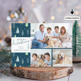 Script MERRY NAVIDAD Árboles verdes azules 3 fotos