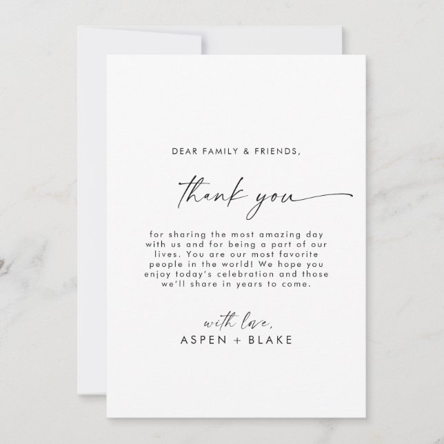 Script moderno 5x7" Gracias Tarjeta plana de recep (Anverso)
