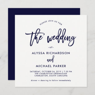 Script moderno  Invitación a la Boda Azul de la Ma