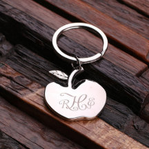 Script Monograma Apple Shaped Steel Keychain