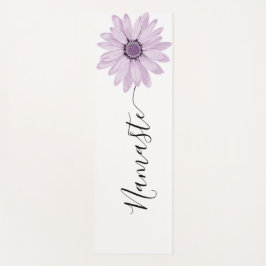 Script Namaste Purple Flower Stem Yoga Mat