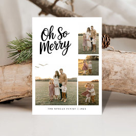 Script Oh So Merry Family 4 Photo Navidad Card
