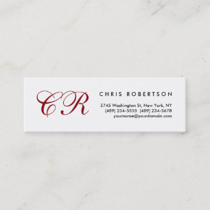 Script Red Monograma blanco Slim Tamaño tarjeta de