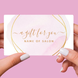 Script Rubor Pink Watercolor Gold Circle Gift Card