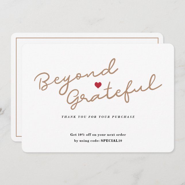 Script simple con corazón - Tarjeta de agradecimie (Anverso / Reverso)