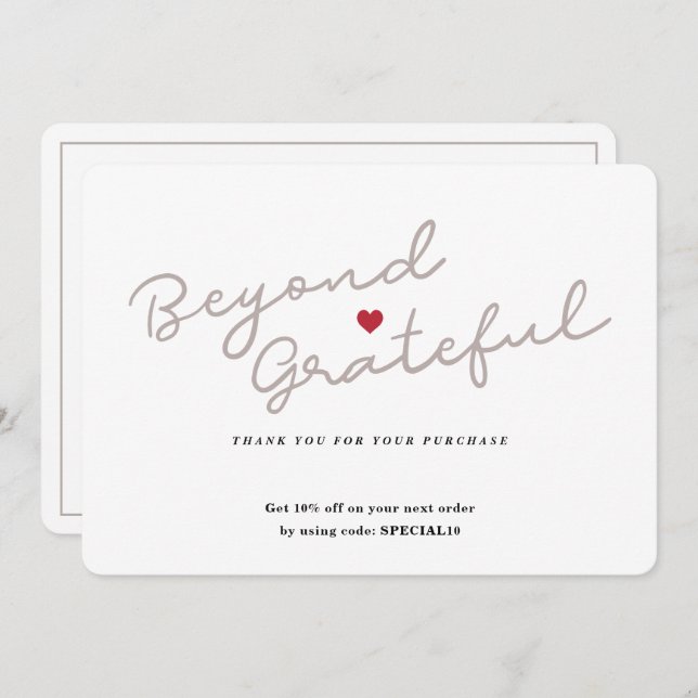 Script simple con corazón - Tarjeta de agradecimie (Anverso / Reverso)