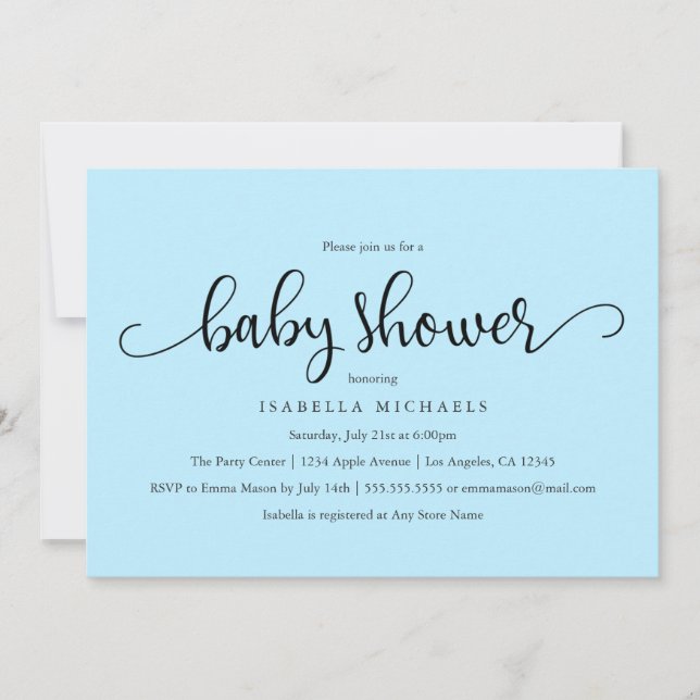 Script simple| Invitación de Baby Shower (Anverso)