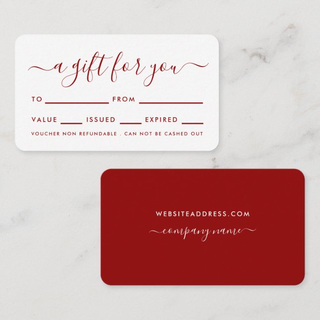 Script simple - Tarjetas de certificado de regalo  (Anverso / Reverso)