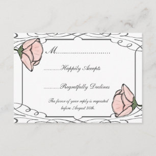 Scrollwork y flor rosada que casan la tarjeta de