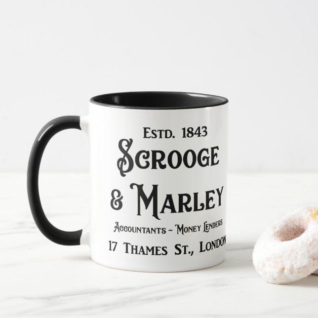 Scrooge y Marley - una taza de café del villancico (Con donut)