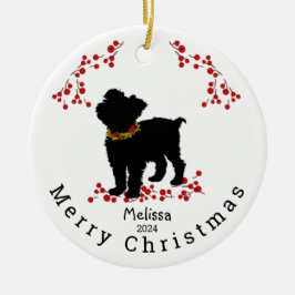 Scruffy Mutt Berry Feliz Ornamento de Navidad