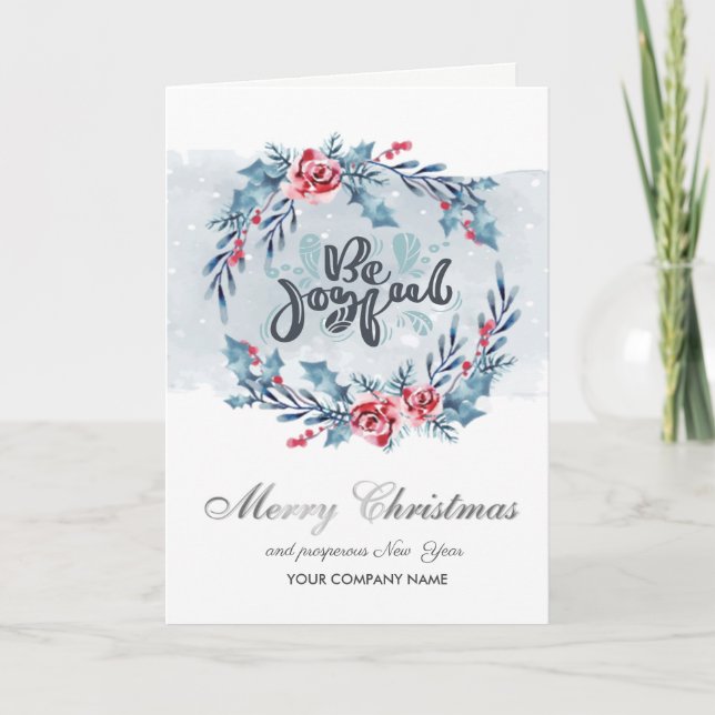 Sé alegre, flores de guirnalda Feliz Navidad (Anverso)