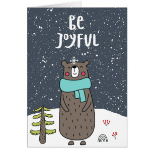 Sé alegre, Ilustracion de oso lindo, Navidades