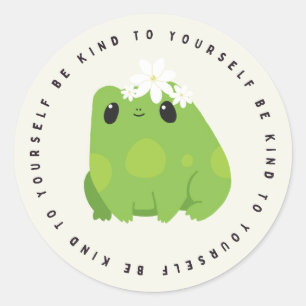 Sé amable contigo mismo, rana Kawaii, Pegatina de 