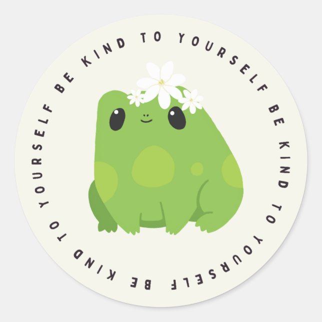 Sé amable contigo mismo, rana Kawaii, Pegatina de  (Anverso)