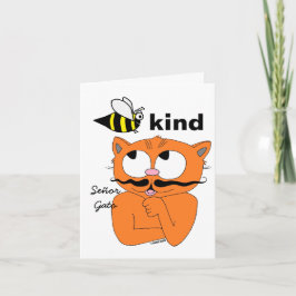 Sé amable Tarjeta interior en blanco con gato bigo