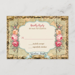 Se Aventuras Mapa Mundial Vintage Rosas RSVP