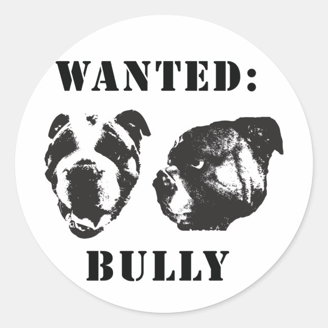 "Se busca: Bully", Pegatina de bulldog inglés (Anverso)