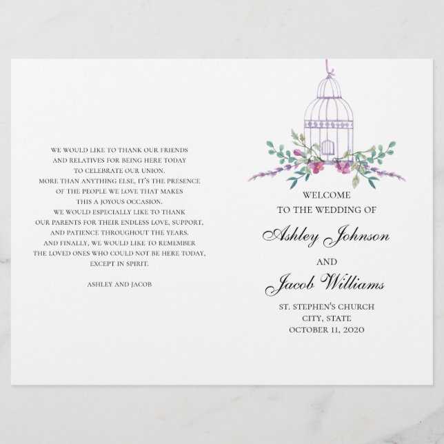 Se dobló el programa de jaulas de boda. Flores mor (Anverso)