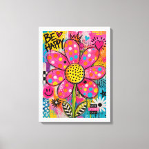 Sé Feliz Arte Pop Flor Colorida