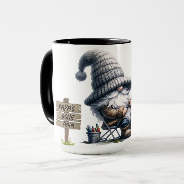 "Se fue a pescar" Taza de café personalizada (Anverso izquierdo)