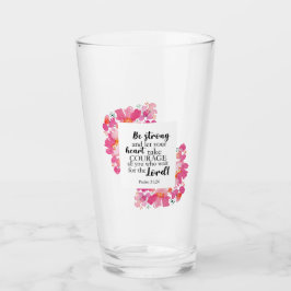 Sé fuerte y toma valor salmo bíblica floral rosa