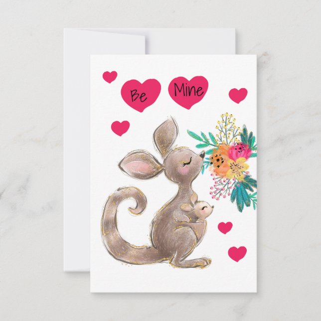 Sé la tarjeta de San Valentín de mamá y bebé cangu (Anverso)