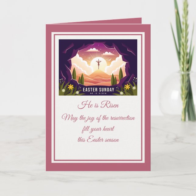 Se levanta" Feliz Pascua - Personalizable religios (Anverso)