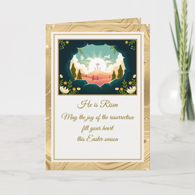 Se levanta" Feliz Pascua - Personalizable religios (Anverso)