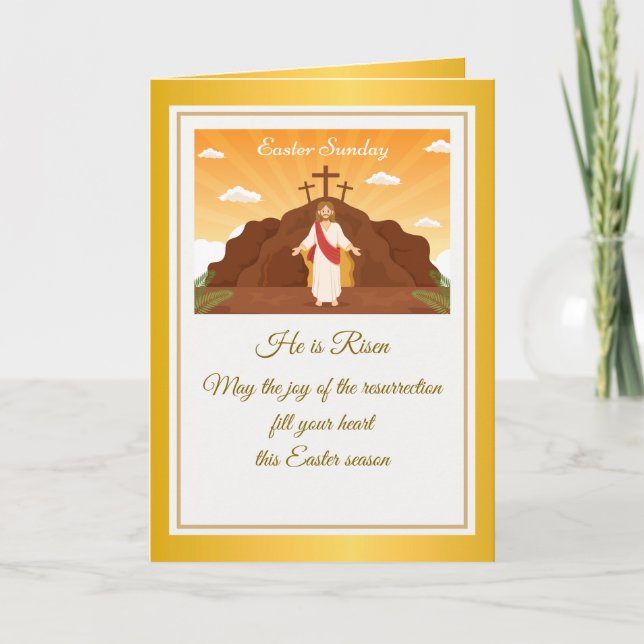 Se levanta" Feliz Pascua - Personalizable religios (Anverso)