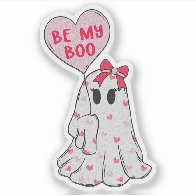 Sé Mi Boo Fantasma de San Valentín - Pegatina de S (Anverso)