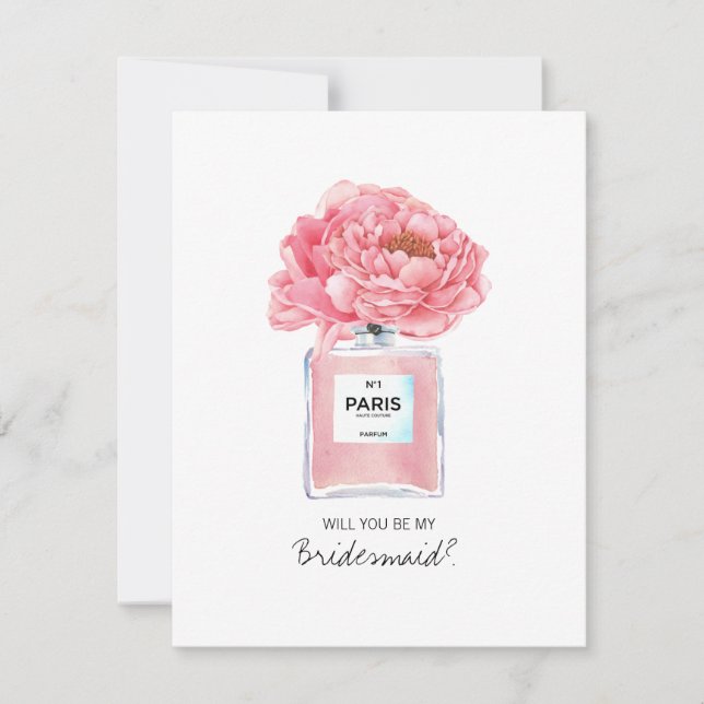 Sé mi dama de honor, amigos rosas y tarjeta de per (Anverso)