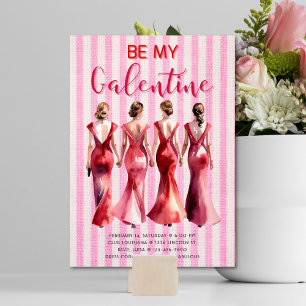 Sé mi invitación galentina Moda Chicas rosados y r