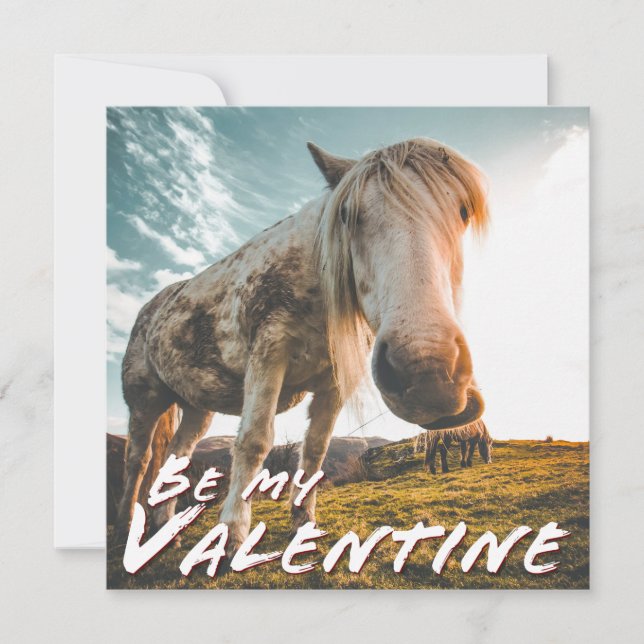 Sé mi San Valentín con caballo mirando (Anverso)