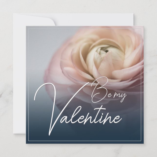 Sé mi San Valentín con rosa rosa grande (Anverso)