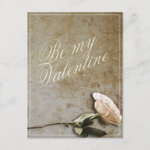 Sé mi San Valentín con tarjeta postal de rosa