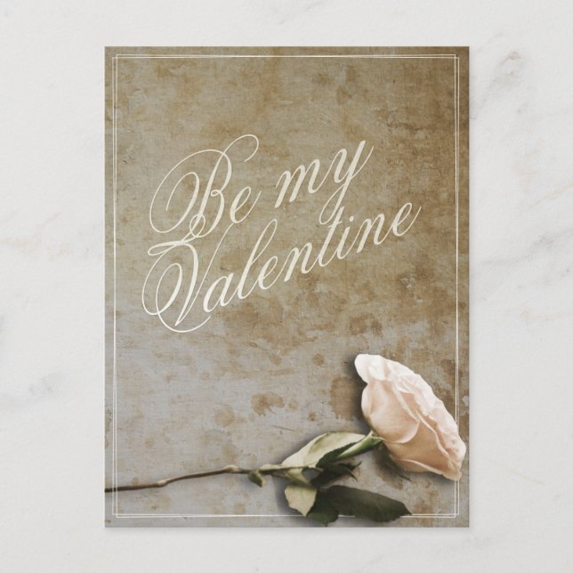 Sé mi San Valentín con tarjeta postal de rosa (Anverso)