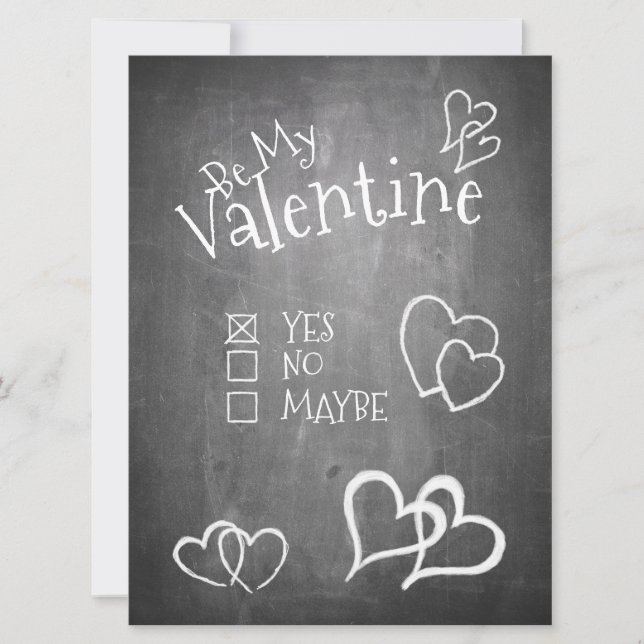 Sé mi San Valentín en una pizarra (Anverso)