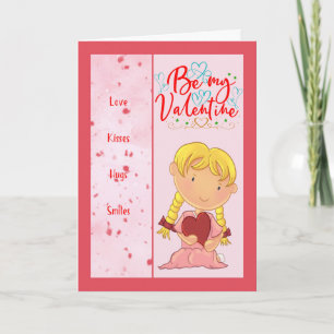 Sé mi tarjeta de San Valentín, joven Chica ilustra